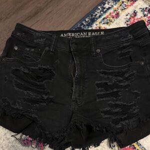 American Eagle Outfitters Black Ripped Jean Shorts